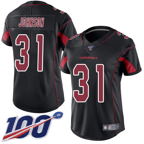 Nike Cardinals #31 David Johnson Black Women's Stitched NFL Limited Rush 100th Season Jersey Nike Cardinals #31 David Johnson Black Women's Stitched NFL Limited Rush 100th Season Jersey