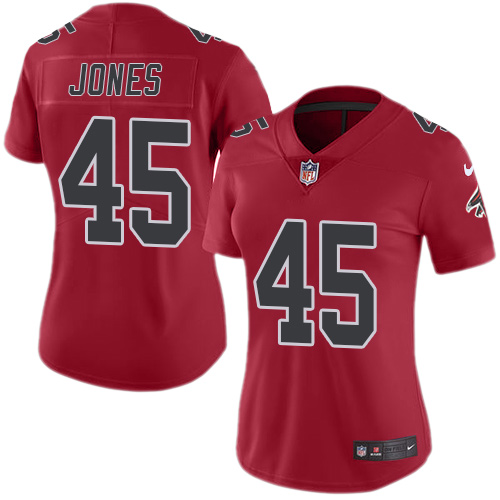 Nike Falcons #45 Deion Jones Red Women's Stitched NFL Limited Rush Jersey Nike Falcons #45 Deion Jones Red Women's Stitched NFL Limited Rush Jersey