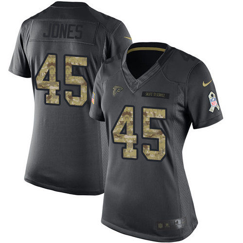 Nike Falcons #45 Deion Jones Black Women's Stitched NFL Limited 2016 Salute to Service Jersey Nike Falcons #45 Deion Jones Black Women's Stitched NFL Limited 2016 Salute to Service Jersey