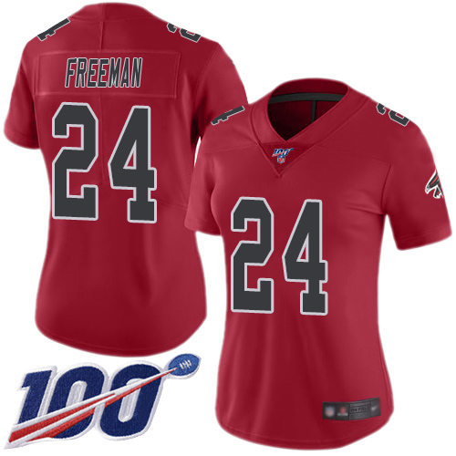 Nike Falcons #24 Devonta Freeman Red Women's Stitched NFL Limited Rush 100th Season Jersey Nike Falcons #24 Devonta Freeman Red Women's Stitched NFL Limited Rush 100th Season Jersey