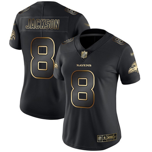 Nike Ravens #8 Lamar Jackson Black/Gold Women's Stitched NFL Vapor Untouchable Limited Jersey Nike Ravens #8 Lamar Jackson Black/Gold Women's Stitched NFL Vapor Untouchable Limited Jersey