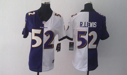 Nike Ravens #52 Ray Lewis Purple/White Women's Stitched NFL Elite Split Jersey Nike Ravens #52 Ray Lewis Purple/White Women's Stitched NFL Elite Split Jersey