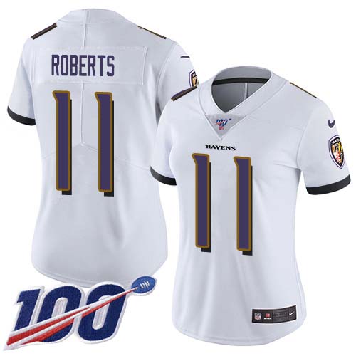 Nike Ravens #11 Seth Roberts White Women's Stitched NFL 100th Season Vapor Untouchable Limited Jersey Nike Ravens #11 Seth Roberts White Women's Stitched NFL 100th Season Vapor Untouchable Limited Jersey