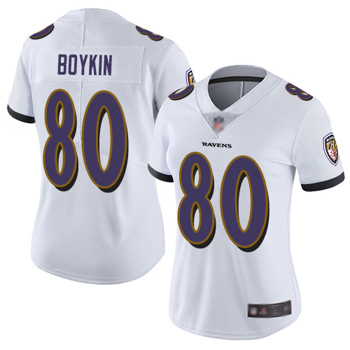 Nike Ravens #80 Miles Boykin White Women's Stitched NFL Vapor Untouchable Limited Jersey Nike Ravens #80 Miles Boykin White Women's Stitched NFL Vapor Untouchable Limited Jersey