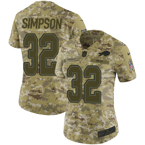 Nike Bills #32 O. J. Simpson Camo Women's Stitched NFL Limited 2018 Salute to Service Jersey Nike Bills #32 O. J. Simpson Camo Women's Stitched NFL Limited 2018 Salute to Service Jersey