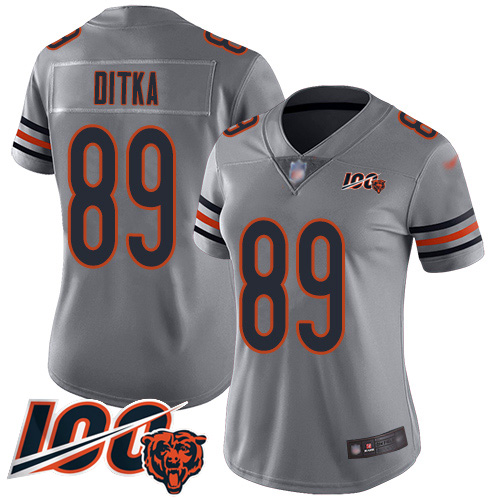 Nike Bears #89 Mike Ditka Silver Women's Stitched NFL Limited Inverted Legend 100th Season Jersey Nike Bears #89 Mike Ditka Silver Women's Stitched NFL Limited Inverted Legend 100th Season Jersey
