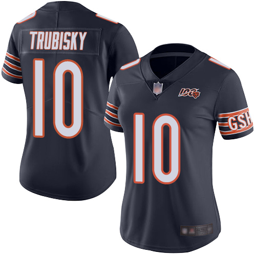 Nike Bears #10 Mitchell Trubisky Navy Blue Team Color Women's Stitched NFL 100th Season Vapor Limited Jersey Nike Bears #10 Mitchell Trubisky Navy Blue Team Color Women's Stitched NFL 100th Season Vapor Limited Jersey