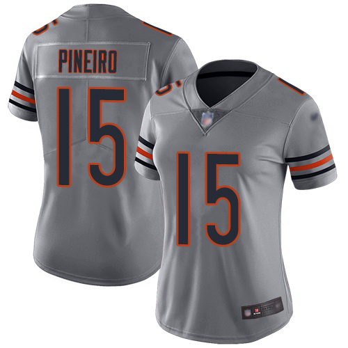 Nike Bears #15 Eddy Pineiro Silver Women's Stitched NFL Limited Inverted Legend Jersey Nike Bears #15 Eddy Pineiro Silver Women's Stitched NFL Limited Inverted Legend Jersey