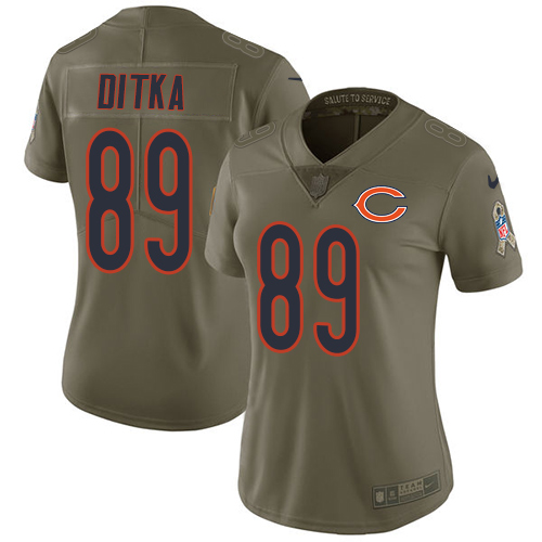 Nike Bears #89 Mike Ditka Olive Women's Stitched NFL Limited 2017 Salute to Service Jersey Nike Bears #89 Mike Ditka Olive Women's Stitched NFL Limited 2017 Salute to Service Jersey