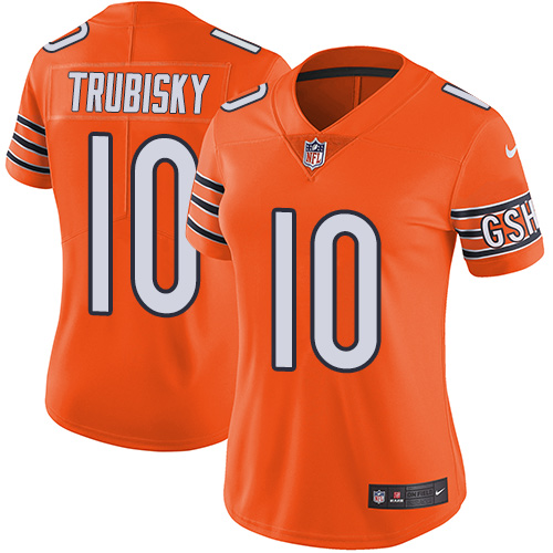 Nike Bears #10 Mitchell Trubisky Orange Women's Stitched NFL Limited Rush Jersey Nike Bears #10 Mitchell Trubisky Orange Women's Stitched NFL Limited Rush Jersey