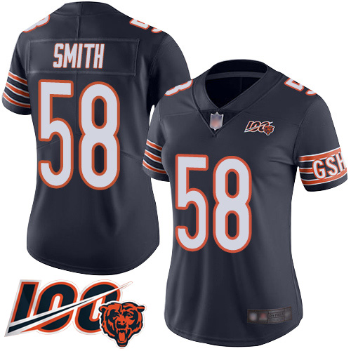Nike Bears #58 Roquan Smith Navy Blue Team Color Women's Stitched NFL 100th Season Vapor Limited Jersey Nike Bears #58 Roquan Smith Navy Blue Team Color Women's Stitched NFL 100th Season Vapor Limited Jersey