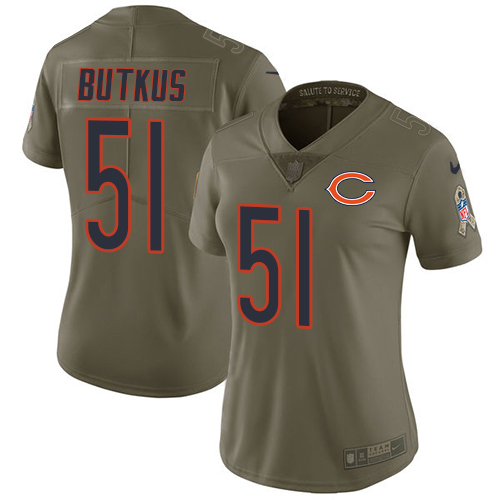 Nike Bears #51 Dick Butkus Olive Women's Stitched NFL Limited 2017 Salute to Service Jersey Nike Bears #51 Dick Butkus Olive Women's Stitched NFL Limited 2017 Salute to Service Jersey