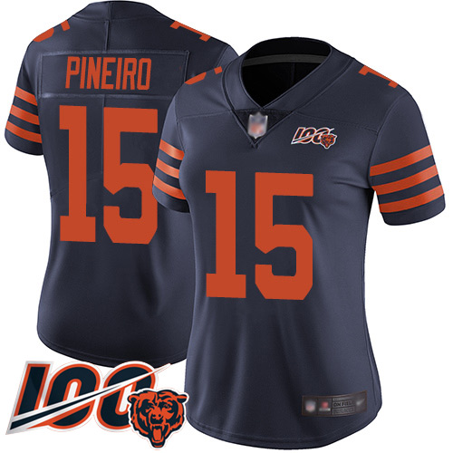Nike Bears #15 Eddy Pineiro Navy Blue Alternate Women's Stitched NFL 100th Season Vapor Limited Jersey Nike Bears #15 Eddy Pineiro Navy Blue Alternate Women's Stitched NFL 100th Season Vapor Limited Jersey