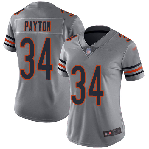 Nike Bears #34 Walter Payton Silver Women's Stitched NFL Limited Inverted Legend Jersey Nike Bears #34 Walter Payton Silver Women's Stitched NFL Limited Inverted Legend Jersey