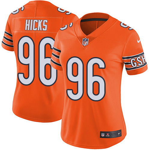Nike Bears #96 Akiem Hicks Orange Women's Stitched NFL Limited Rush Jersey Nike Bears #96 Akiem Hicks Orange Women's Stitched NFL Limited Rush Jersey