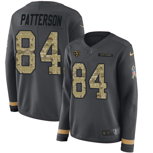 Nike Bears #84 Cordarrelle Patterson Anthracite Salute to Service Women's Stitched NFL Limited Therma Long Sleeve Jersey Nike Bears #84 Cordarrelle Patterson Anthracite Salute to Service Women's Stitched NFL Limited Therma Long Sleeve Jersey