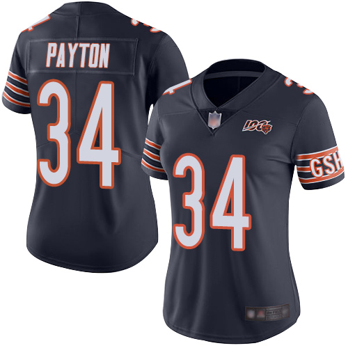 Nike Bears #34 Walter Payton Navy Blue Team Color Women's Stitched NFL 100th Season Vapor Limited Jersey Nike Bears #34 Walter Payton Navy Blue Team Color Women's Stitched NFL 100th Season Vapor Limited Jersey
