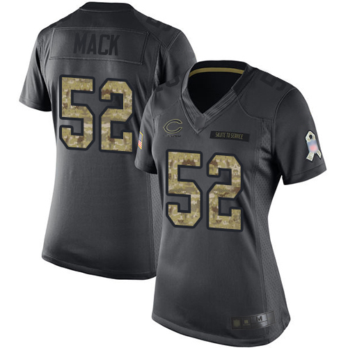 Nike Bears #52 Khalil Mack Black Women's Stitched NFL Limited 2016 Salute to Service Jersey Nike Bears #52 Khalil Mack Black Women's Stitched NFL Limited 2016 Salute to Service Jersey