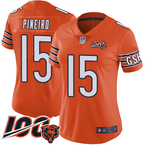 Nike Bears #15 Eddy Pineiro Orange Women's Stitched NFL Limited Rush 100th Season Jersey Nike Bears #15 Eddy Pineiro Orange Women's Stitched NFL Limited Rush 100th Season Jersey