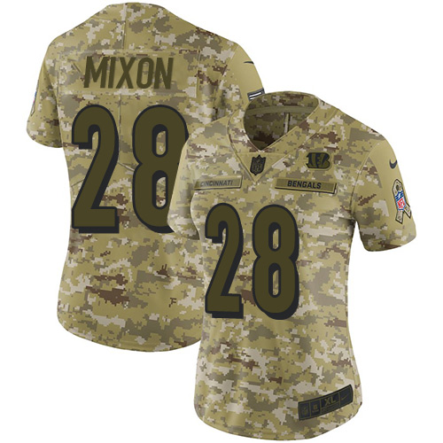 Nike Bengals #28 Joe Mixon Camo Women's Stitched NFL Limited 2018 Salute to Service Jersey Nike Bengals #28 Joe Mixon Camo Women's Stitched NFL Limited 2018 Salute to Service Jersey