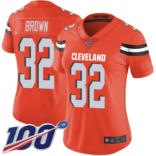 Nike Browns #32 Jim Brown Orange Alternate Women's Stitched NFL 100th Season Vapor Limited Jersey Nike Browns #32 Jim Brown Orange Alternate Women's Stitched NFL 100th Season Vapor Limited Jersey