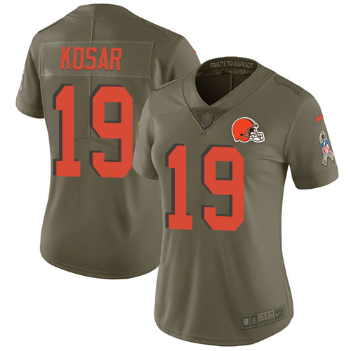 Nike Browns #19 Bernie Kosar Olive Women's Stitched NFL Limited 2017 Salute to Service Jersey Nike Browns #19 Bernie Kosar Olive Women's Stitched NFL Limited 2017 Salute to Service Jersey