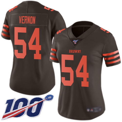 Nike Browns #54 Olivier Vernon Brown Women's Stitched NFL Limited Rush 100th Season Jersey Nike Browns #54 Olivier Vernon Brown Women's Stitched NFL Limited Rush 100th Season Jersey