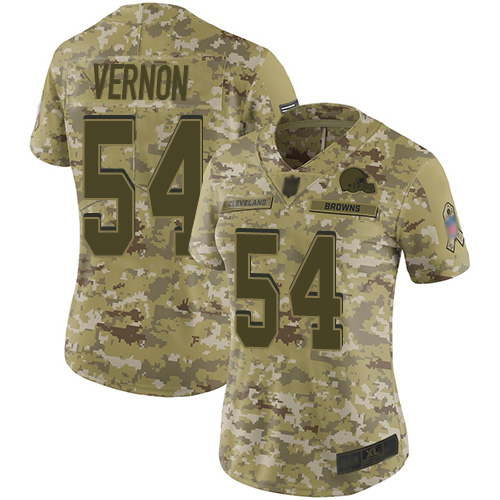 Nike Browns #54 Olivier Vernon Camo Women's Stitched NFL Limited 2018 Salute to Service Jersey Nike Browns #54 Olivier Vernon Camo Women's Stitched NFL Limited 2018 Salute to Service Jersey