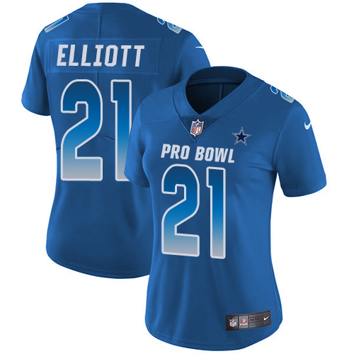 Nike Cowboys #21 Ezekiel Elliott Royal Women's Stitched NFL Limited NFC 2019 Pro Bowl Jersey Nike Cowboys #21 Ezekiel Elliott Royal Women's Stitched NFL Limited NFC 2019 Pro Bowl Jersey
