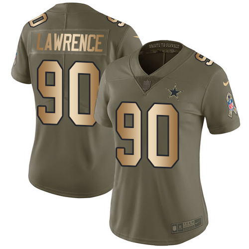 Nike Cowboys #90 Demarcus Lawrence Olive/Gold Women's Stitched NFL Limited 2017 Salute to Service Jersey Nike Cowboys #90 Demarcus Lawrence Olive/Gold Women's Stitched NFL Limited 2017 Salute to Service Jersey