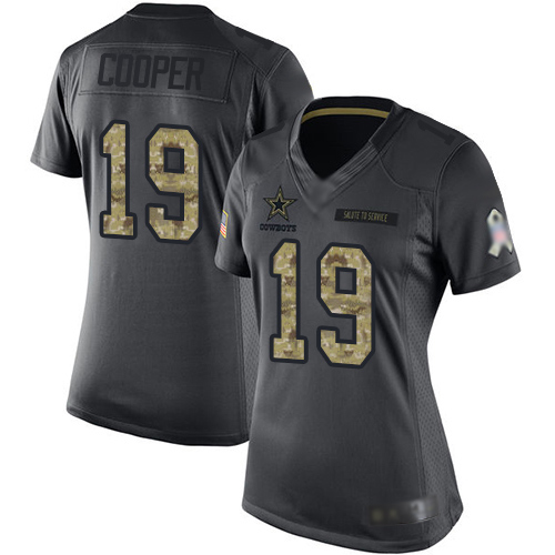 Nike Cowboys #19 Amari Cooper Black Women's Stitched NFL Limited 2016 Salute to Service Jersey Nike Cowboys #19 Amari Cooper Black Women's Stitched NFL Limited 2016 Salute to Service Jersey