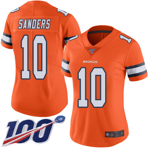 Nike Broncos #10 Emmanuel Sanders Orange Women's Stitched NFL Limited Rush 100th Season Jersey Nike Broncos #10 Emmanuel Sanders Orange Women's Stitched NFL Limited Rush 100th Season Jersey