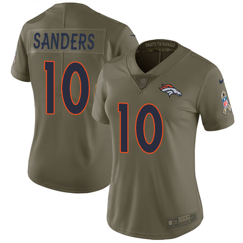 Nike Broncos #10 Emmanuel Sanders Olive Women's Stitched NFL Limited 2017 Salute to Service Jersey Nike Broncos #10 Emmanuel Sanders Olive Women's Stitched NFL Limited 2017 Salute to Service Jersey