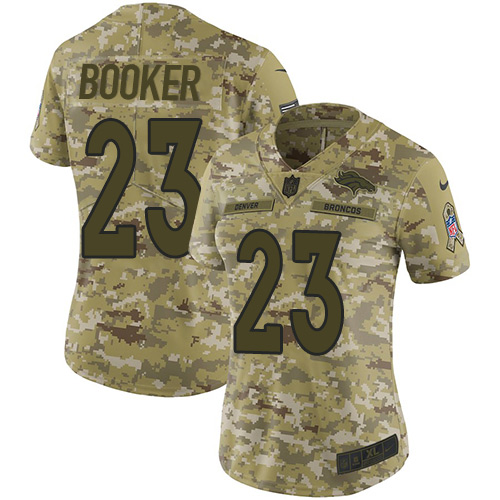 Nike Broncos #23 Devontae Booker Camo Women's Stitched NFL Limited 2018 Salute to Service Jersey Nike Broncos #23 Devontae Booker Camo Women's Stitched NFL Limited 2018 Salute to Service Jersey