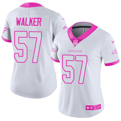 Nike Broncos #57 Demarcus Walker White/Pink Women's Stitched NFL Limited Rush Fashion Jersey Nike Broncos #57 Demarcus Walker White/Pink Women's Stitched NFL Limited Rush Fashion Jersey