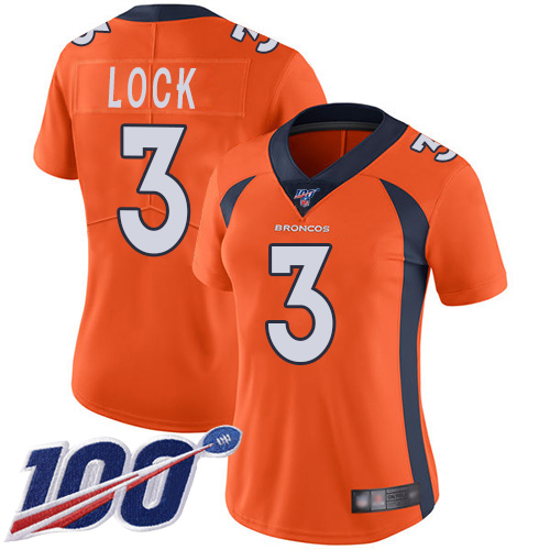 Nike Broncos #3 Drew Lock Orange Team Color Women's Stitched NFL 100th Season Vapor Limited Jersey Nike Broncos #3 Drew Lock Orange Team Color Women's Stitched NFL 100th Season Vapor Limited Jersey