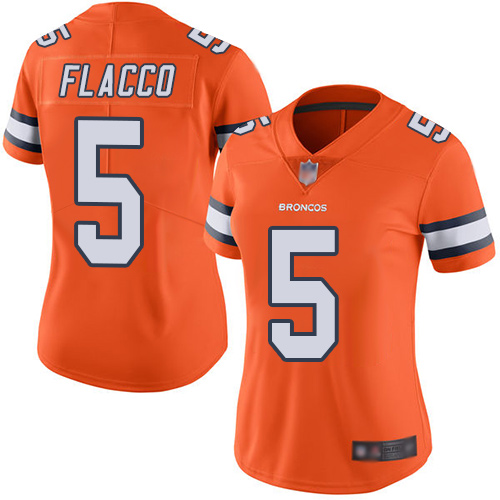 Nike Broncos #5 Joe Flacco Orange Women's Stitched NFL Limited Rush Jersey Nike Broncos #5 Joe Flacco Orange Women's Stitched NFL Limited Rush Jersey