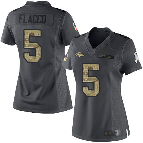 Nike Broncos #5 Joe Flacco Black Women's Stitched NFL Limited 2016 Salute to Service Jersey Nike Broncos #5 Joe Flacco Black Women's Stitched NFL Limited 2016 Salute to Service Jersey