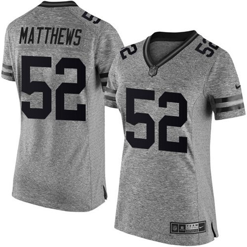 Nike Packers #52 Clay Matthews Gray Women's Stitched NFL Limited Gridiron Gray Jersey Nike Packers #52 Clay Matthews Gray Women's Stitched NFL Limited Gridiron Gray Jersey