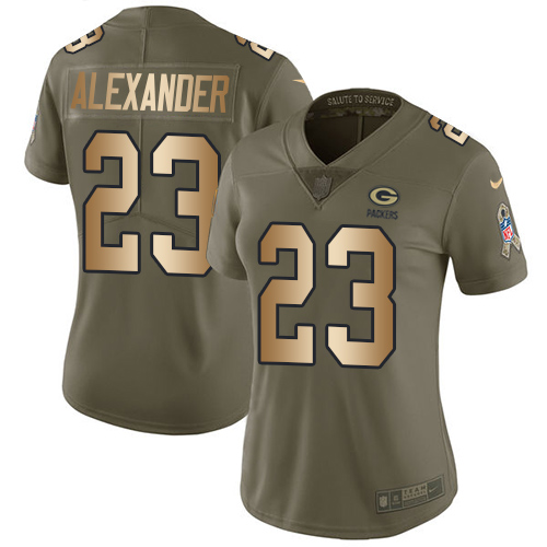 Nike Packers #23 Jaire Alexander Olive/Gold Women's Stitched NFL Limited 2017 Salute to Service Jersey Nike Packers #23 Jaire Alexander Olive/Gold Women's Stitched NFL Limited 2017 Salute to Service Jersey