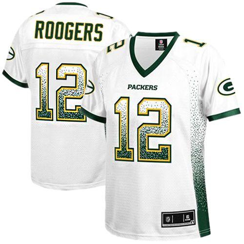 Nike Packers #12 Aaron Rodgers White Women's Stitched NFL Elite Drift Fashion Jersey Nike Packers #12 Aaron Rodgers White Women's Stitched NFL Elite Drift Fashion Jersey