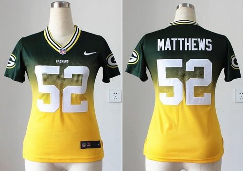 Nike Packers #52 Clay Matthews Green/Gold Women's Stitched NFL Elite Fadeaway Fashion Jersey Nike Packers #52 Clay Matthews Green/Gold Women's Stitched NFL Elite Fadeaway Fashion Jersey