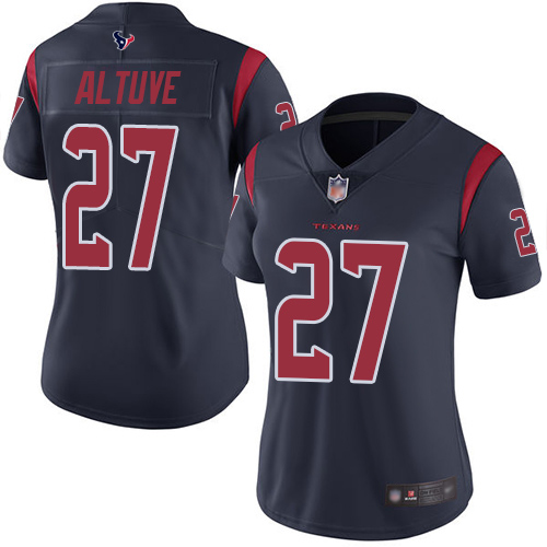 Nike Texans #27 Jose Altuve Navy Blue Women's Stitched NFL Limited Rush Jersey Nike Texans #27 Jose Altuve Navy Blue Women's Stitched NFL Limited Rush Jersey