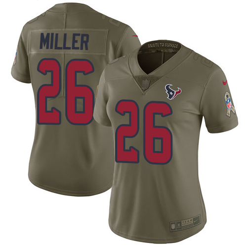 Nike Texans #26 Lamar Miller Olive Women's Stitched NFL Limited 2017 Salute to Service Jersey Nike Texans #26 Lamar Miller Olive Women's Stitched NFL Limited 2017 Salute to Service Jersey