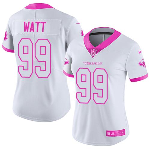 Nike Texans #99 J.J. Watt White/Pink Women's Stitched NFL Limited Rush Fashion Jersey Nike Texans #99 J.J. Watt White/Pink Women's Stitched NFL Limited Rush Fashion Jersey