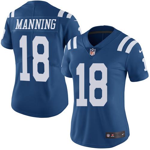 Nike Colts #18 Peyton Manning Royal Blue Women's Stitched NFL Limited Rush Jersey Nike Colts #18 Peyton Manning Royal Blue Women's Stitched NFL Limited Rush Jersey
