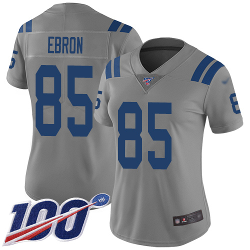 Nike Colts #85 Eric Ebron Gray Women's Stitched NFL Limited Inverted Legend 100th Season Jersey Nike Colts #85 Eric Ebron Gray Women's Stitched NFL Limited Inverted Legend 100th Season Jersey