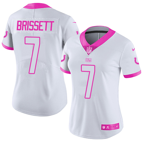 Nike Colts #7 Jacoby Brissett White/Pink Women's Stitched NFL Limited Rush Fashion Jersey Nike Colts #7 Jacoby Brissett White/Pink Women's Stitched NFL Limited Rush Fashion Jersey