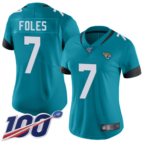 Nike Jaguars #7 Nick Foles Teal Green Alternate Women's Stitched NFL 100th Season Vapor Limited Jersey Nike Jaguars #7 Nick Foles Teal Green Alternate Women's Stitched NFL 100th Season Vapor Limited Jersey