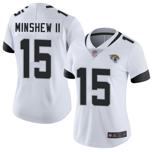 Nike Jaguars #15 Gardner Minshew II White Women's Stitched NFL Vapor Untouchable Limited Jersey Nike Jaguars #15 Gardner Minshew II White Women's Stitched NFL Vapor Untouchable Limited Jersey